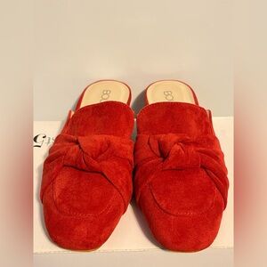 Corkys Red Knotted Suede Mules